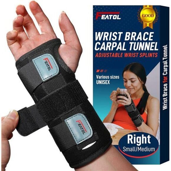 Wrist Brace for Carpal Tunnel Adjustable Night Wrist Support Brace with Splints - Picture 1 of 7